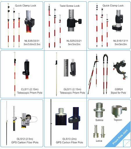 Pole for prism with optional connector (leica, Sokkia, Topcon)